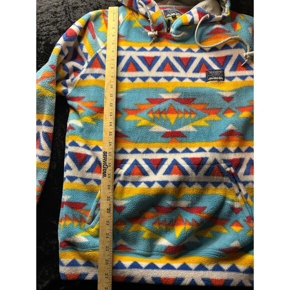 Massive Outdoors Medium Aztec Print Fleece Hoodie Pullover - Picture 2 of 5